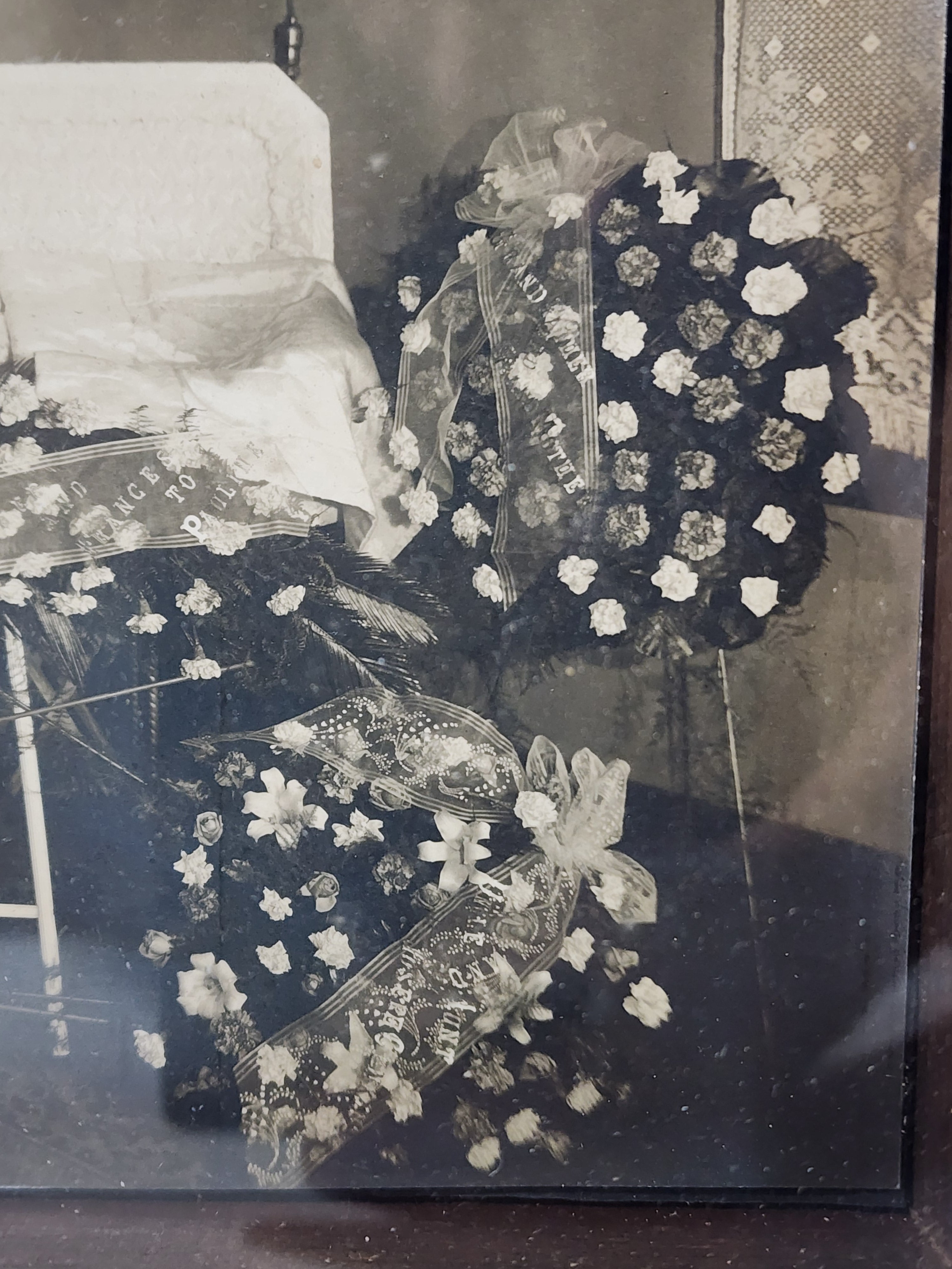 Antique Early 1900s Fraternal Funeral Photograph in Carved Wood Frame - Historical SNPJ Slovene Americana