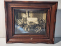 Antique Early 1900s Fraternal Funeral Photograph in Carved Wood Frame - Historical SNPJ Slovene Americana