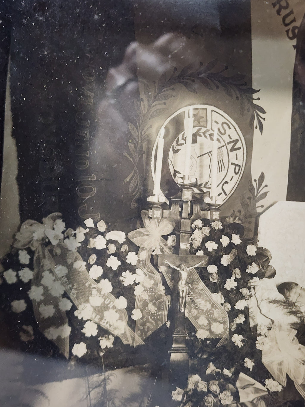 Antique Early 1900s Fraternal Funeral Photograph in Carved Wood Frame - Historical SNPJ Slovene Americana